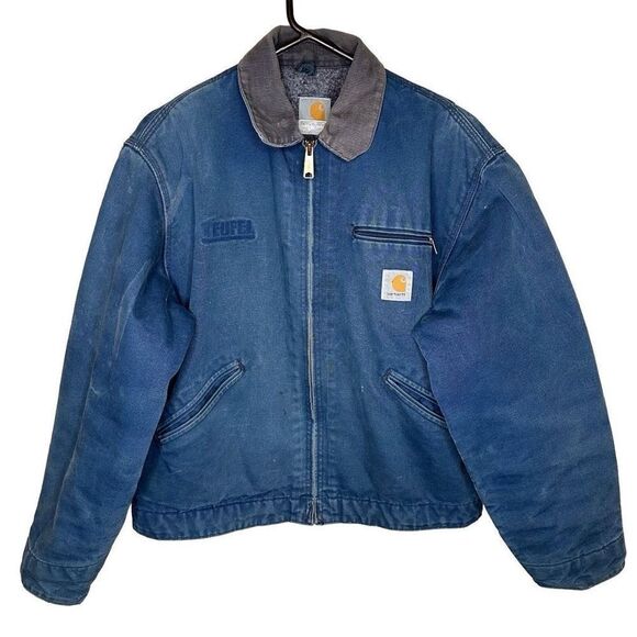 [M] Carhartt J01 nvy detroit jacket ブルー Available Vintage Carhartt Detroit Blue J01 NVY Jacket 44